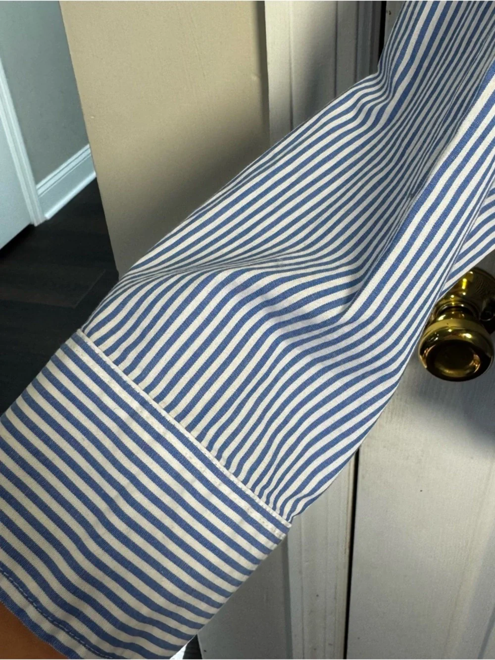 J.Crew Blue Stripe Bow Embellished Button Down Shirt Size 2X Cotton Stretch NWOT - Picture 6 of 12